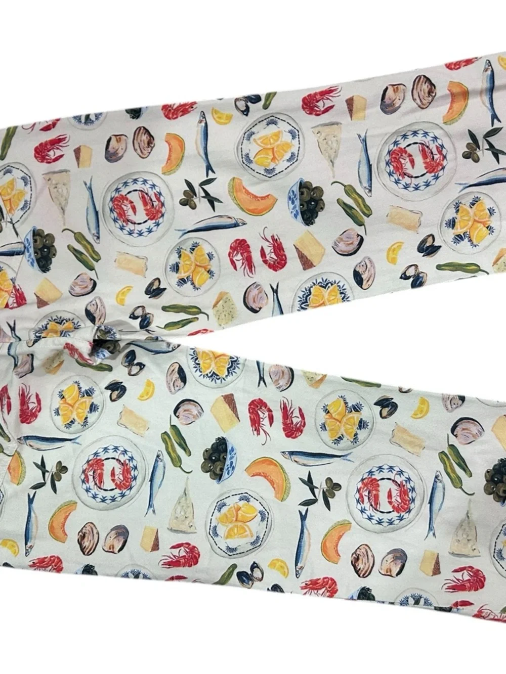 Italian summer Mediterranean wide leg tapas novelty print pants jeans - Picture 5 of 6